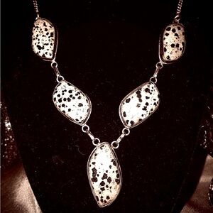 Dalmatian Jasper Necklace ~ 925 Sterling Silver - Not Plated.- New Without Tags